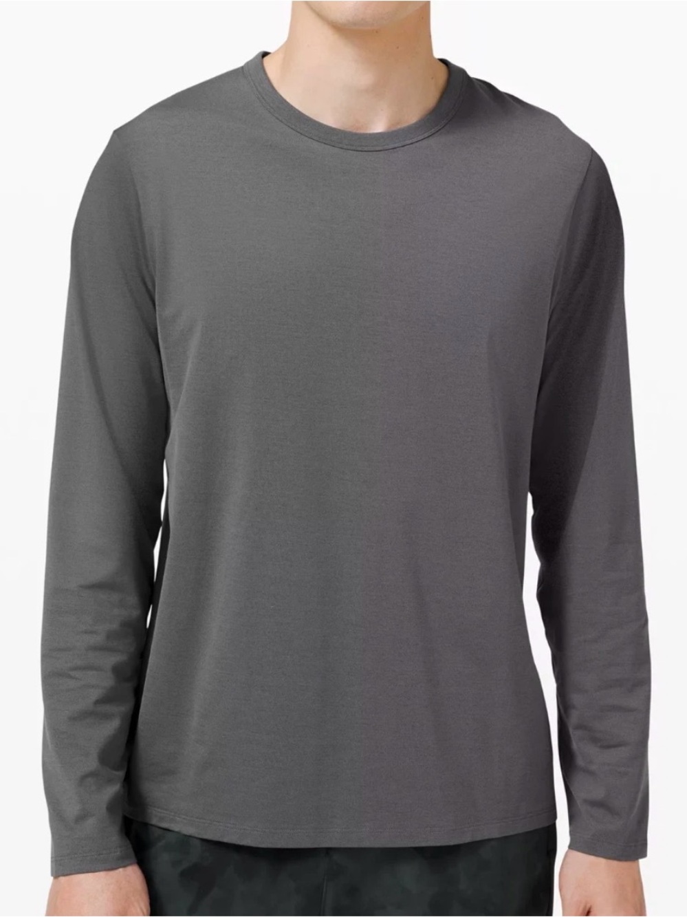 Men's Long-Sleeve Crewneck Tee - Gray Size Medium